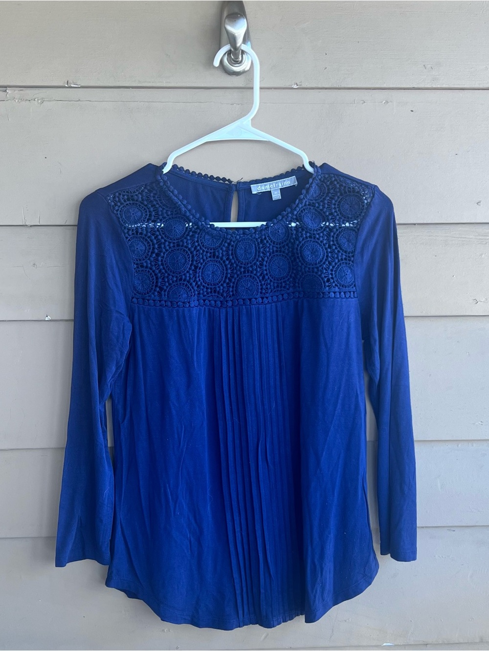 Daniel Rainn Navy Blue Boho Long Sleeve Blouse Size XS